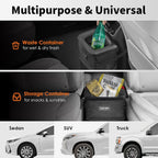 HOTOR Car Trash Can - 2 Pack, Optimal Car Accessories for Interior, Leakproof Car Organizers and Storage Bin for Front &amp; Rear Seats, Car Organizer with Adjustable Straps, Magnetic Snaps,Black
