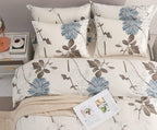 SLEEPBELLA Duvet Cover Queen Size, 600 Thread Count Cotton Botanical Flowers Pattern Printed Reversible Comforter Cover