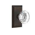 Studio Plate 2-3/4 in. Backset Oil-Rubbed Bronze PassaHall/Closet Round Clear Crystal Glass Door Knob