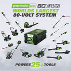 Greenworks Pro 80V 21 inch Brushless Self-Propelled Lawn Mower 4.0Ah Battery and Charger Included, MO80L410 & PRO 80V 16 inch Cordless String Trimmer (Attachment Capable), Tool Only, GST80320