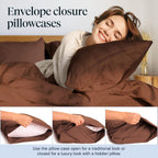 LuxClub 7 PC Split King Sheet Set Bamboo Sheets Deep Pockets 18" Eco Friendly Wrinkle Free Cooling Sheets Machine Washable Hotel Bedding Silky Soft - Brown Split King