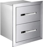 Mophorn Outdoor Kitchen Drawers 17.7 W X 20.5 H X 12.5 D, Flush Mount Double BBQ