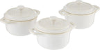 STAUB Ceramics Mini Round Cocotte Set, 3-piece, Rustic Ivory