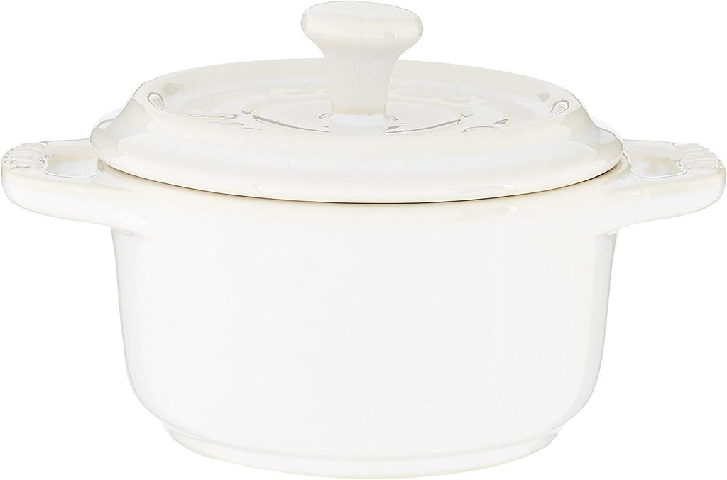 STAUB Ceramics Mini Round Cocotte Set, 3-piece, Rustic Ivory