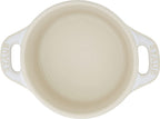 STAUB Ceramics Mini Round Cocotte Set, 3-piece, Rustic Ivory