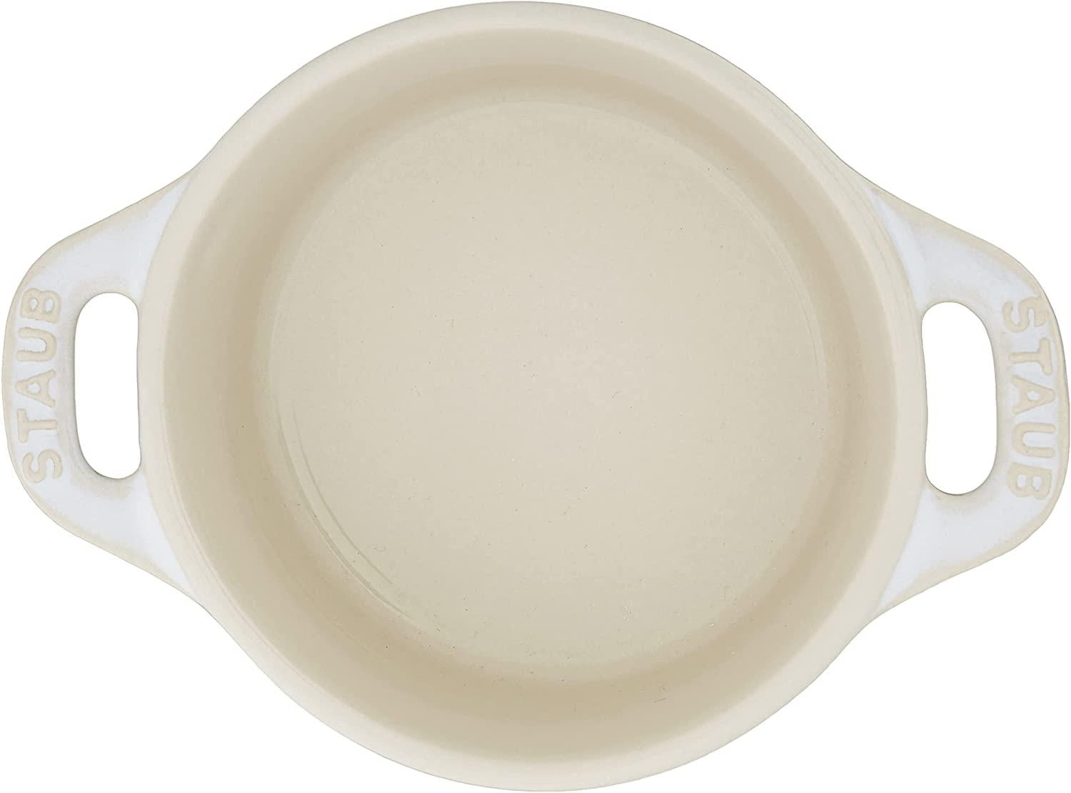 STAUB Ceramics Mini Round Cocotte Set, 3-piece, Rustic Ivory