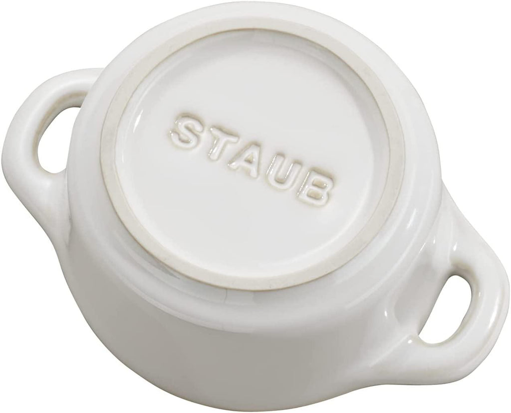 STAUB Ceramics Mini Round Cocotte Set, 3-piece, Rustic Ivory