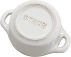 STAUB Ceramics Mini Round Cocotte Set, 3-piece, Rustic Ivory