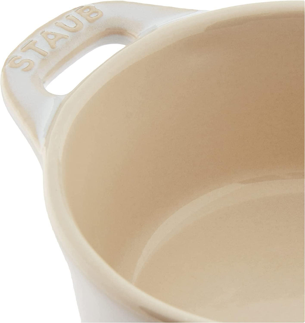 STAUB Ceramics Mini Round Cocotte Set, 3-piece, Rustic Ivory