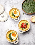 STAUB Ceramics Mini Round Cocotte Set, 3-piece, Rustic Ivory