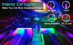 Car LED Lights, 4pcs 48 LED Interior Lights, Smart App Control Lights Bars, Multicolor Music Car Strip Light Under Dash Lighting