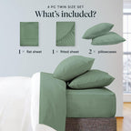 LuxClub Twin Sheets Set - Soft Twin Bed Sheets for Boys and Girls, 4 PC Deep Pockets 18" Eco Friendly Wrinkle Free Kids Fitted Sheets Machine Washable Hotel Bedding Silky Soft- Tree Moss Green Twin