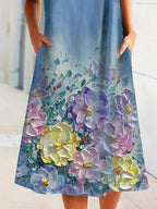 Floral Print Round Neck Short Sleeve Casual Dress