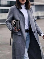 Pure Color Loose Casual Woolen Coat