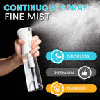 Hula Home Continuous Spray Bottle (10.1oz/300ml) Empty Ultra Fine Plastic Water Mist Sprayer – For Hairstyling, Cleaning, Salons, Plants, Essential Oil Scents &amp; More - White