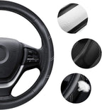 Elantrip Sport Leather Steering Wheel Cover 14 1/2 inch to 15 inch Universal, Padded Soft Grip Breathable for Car Truck SUV Jeep, Anti Slip Odorless Black