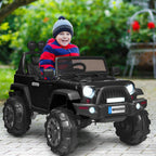 12V Kids Ride On Truck RC Car with LED Lights Music Truck Black