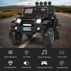 12V Kids Ride On Truck RC Car with LED Lights Music Truck Black