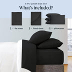 LuxClub 6 PC California King Size Sheet Set Bamboo Sheets Deep Pockets 18" Eco Friendly Wrinkle Free Cooling Sheets Machine Washable Hotel Bedding Silky Soft - Black California King