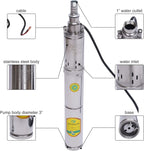 Submersible Deep Well Pump Solar Water Pump DC 24V 370W  Steel Screw Pump, 213ft Lift 8.8GPM Flow, Agricultural Irrigation Pump Solar Water Circulating System