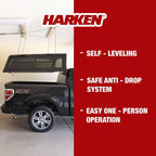 HARKEN - Truck Cap Overhead GaraStoraHoist, Self-Leveling, Safe Anti-Drop System, Easy One-Person Operation, Smart GaraOrganization