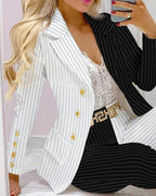 Elegant Striped Print Suit