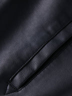 mens washed pu leather zip up pocket detachable hooded elastic hem thick jackets