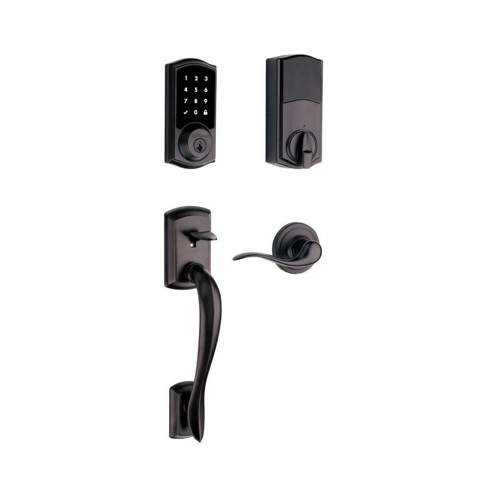 Premis Touchscreen Smart Lock Single Cylinder Venetian Bronze Electronic with Avalon Handleset and Tustin Lever