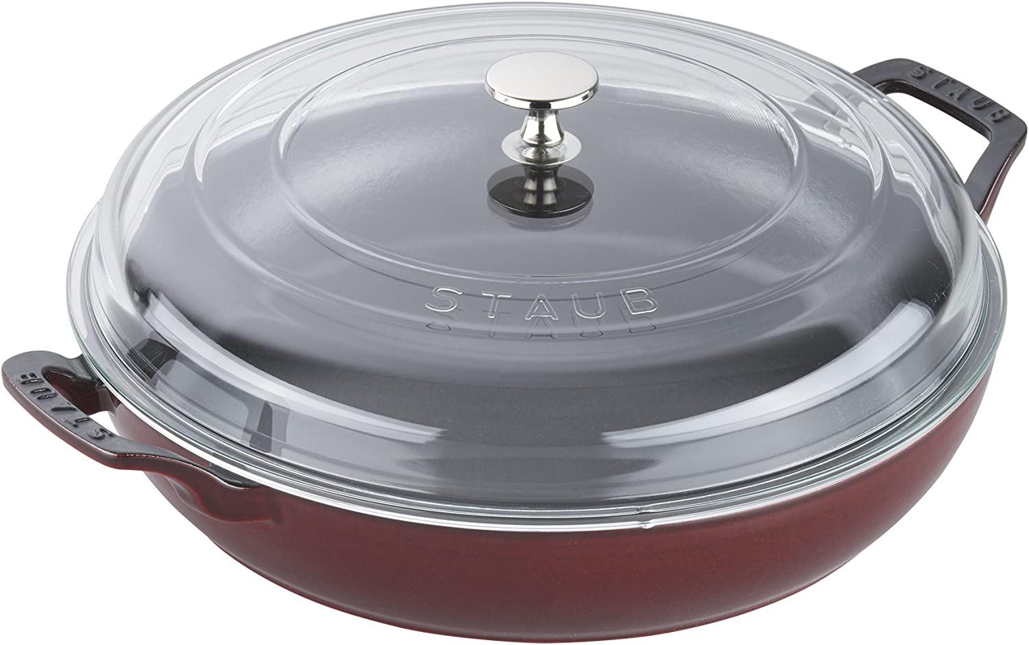 Staub Cast Iron 3.5-qt Braiser with Glass Lid - Grenadine