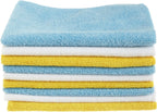 Amazon Basics Microfiber Cleaning Cloth, Non-Abrasive, Reusable and Washable, Pack of 36, Blue/White/Yellow, 16" x 12"