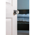 Crystal Satin Gold Hall/Closet Door Knob with Square Rosette