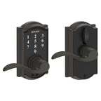 Camelot Aged Bronze Electronic Door Lock with Accent Door Lever