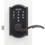 Camelot Aged Bronze Electronic Door Lock with Accent Door Lever