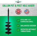 Power Planter Auger Drill Bit Extension (7" x 28") with 1/2" Non-Slip Hex Drive — Garden Auger for Planting Gallon Potted Plants and Post Holes — Auger Digging Tool for Dirt, Clay, Soil and Sand