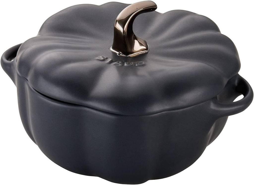 STAUB Ceramic Pumpkin Dish, .75 Qt, 24-oz, Matte Black, Oven Safe