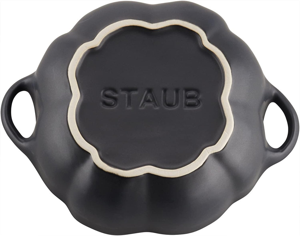 STAUB Ceramic Pumpkin Dish, .75 Qt, 24-oz, Matte Black, Oven Safe