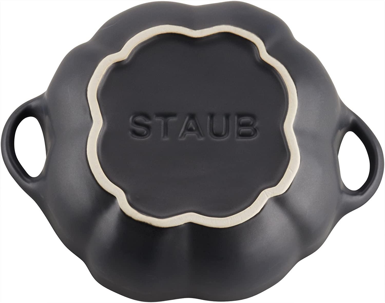 STAUB Ceramic Pumpkin Dish, .75 Qt, 24-oz, Matte Black, Oven Safe