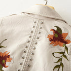 retro floral faux leather jacket