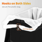 HOTOR Car Trash Can-2-Gallon, Foldable and Waterproof Car Accessory for Interior, Leakproof Car Organizer and Storage Bag, Multipurpose Bin with Adjustable Straps and Multiple Pockets (Black)