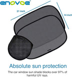 Enovoe Car Window Shades for Baby (21"x14") - 4 Pack - Sun Shade Blocker, Cling Window Cover - Glare Shield and UV Rays Protection for Your Child - Side Window Screens for SUV- Mesh Car Window Shade