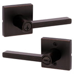 Halifax Square Venetian Bronze Keyed Entry Door Lever Featuring SmartKey Security