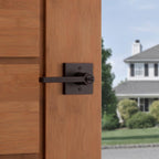 Halifax Square Venetian Bronze Keyed Entry Door Lever Featuring SmartKey Security