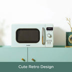 COMFEE' Retro Countertop Microwave Oven with Compact Size, Position-Memory Turntable, Sound On/Off Button, Child Safety Lock and ECO Mode, 0.7Cu.ft/700W, Pastel Green, AM720C2RA-G