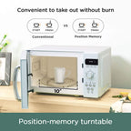 COMFEE' Retro Countertop Microwave Oven with Compact Size, Position-Memory Turntable, Sound On/Off Button, Child Safety Lock and ECO Mode, 0.7Cu.ft/700W, Pastel Green, AM720C2RA-G
