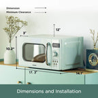 COMFEE' Retro Countertop Microwave Oven with Compact Size, Position-Memory Turntable, Sound On/Off Button, Child Safety Lock and ECO Mode, 0.7Cu.ft/700W, Pastel Green, AM720C2RA-G