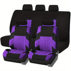 Car Seat Covers, Polyester Full Set Universal Seat Protector Decoration Thick Foam (1bag Of Metal Hooks Put In One Of The Headrest Covers）