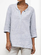 Women's Solid Color V-neck Casual Blouse