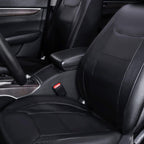Flying Banner car seat Covers Protects Water Proof Faux Leather Carbon Fiber Fronts Solid Black (Solid Black, Front Pair)