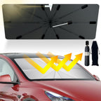Car Windshield Sun Shade Umbrella, Upgraded Windshield Sunshades with 360° Rotation Bendable Handle, Foldable Automotive Windshield Shades, Full Cover Sun Shade for Most Vehicles