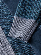 mens contrast stitching stand collar zipper front knitted casual cardigans